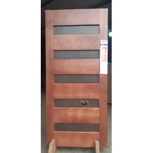 Puerta 5 Vidrios Pintada Color Cerezo Pino Radiata